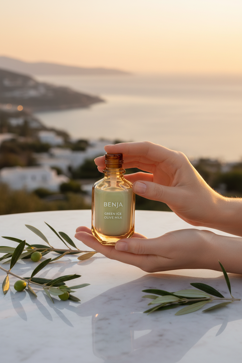 The Aegean Secret Behind the World's Most Coveted Skin: Benja Green Ice Olive Milk