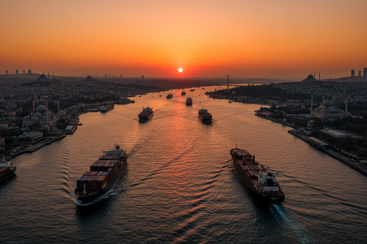 Bosphorus Strait at golden hour — Türkiye as energy and trade hub