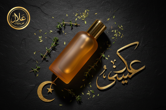 Halal-certified premium supplements from Türkiye — amber glass bottles with botanical herbs on dark marble surface