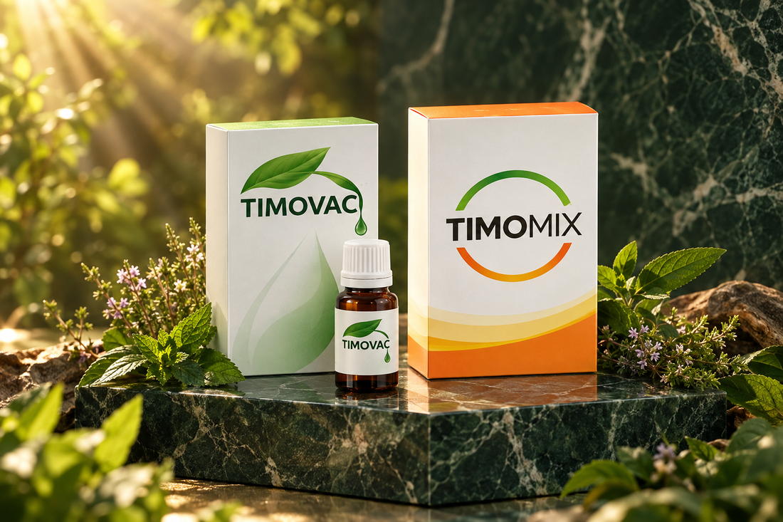 Премиальная концептуальная композиция Timovac и Timomix на зелёном мраморе с ботаническими элементами