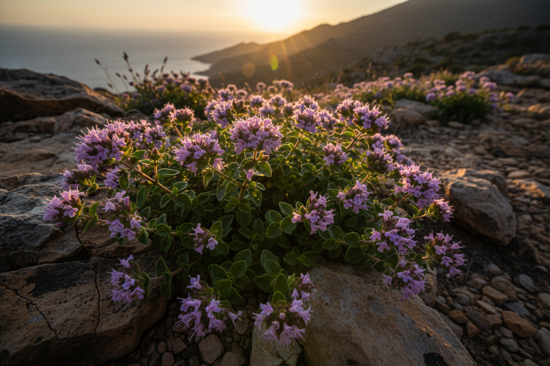 Wild oregano plants on Mediterranean hillside in Türkiye — Timovac Turkish oregano oil — Benjamin's Gardens