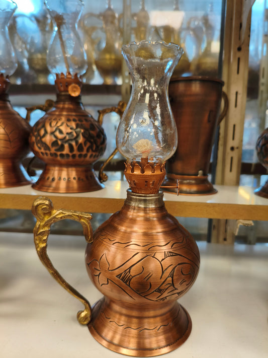El İşçiliği Bakır Kandil Yaprak Desenli