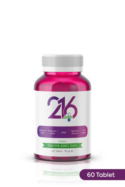 216 Eklem & Kas Tableti 60 Adet | Glukozamin + Kollajen + Boswellia + MSM | İçten Eklem Desteği
