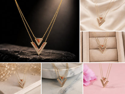 Aura Geometric Diamond Effect — Altın Kaplama Gümüş Kolye | Dünyada Tek Üretim