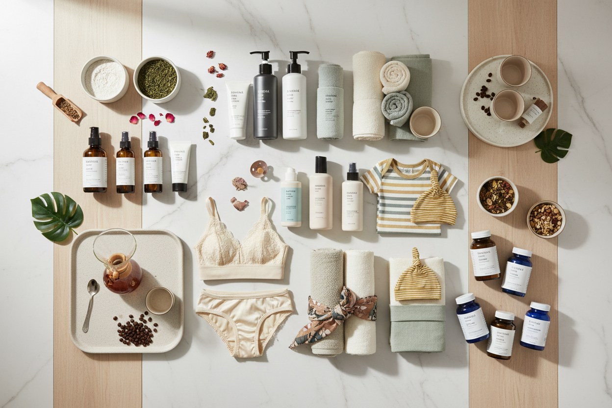 Bentonit, Kişisel Bakım, Cilt Bakımı, Saç Bakımı, Anne & Çocuk, Bebek ve Çocuk Bakımı, Çocuk Giyimi, Moda & Giyim, İç Giyim, Ev & Yaşam, Ev Tekstili, Kahve Sunum Ürünleri, Takviye Edici Gıdalar kategorilerinde ürün satıyorum buna uygun bir görsel hazırla