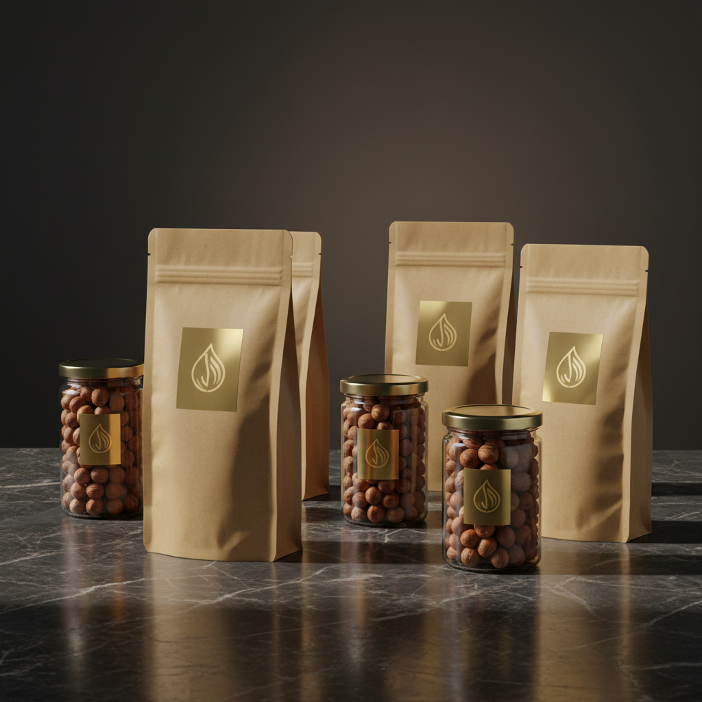 Giresun Hazelnut Premium Export Packaging Glass Jar Kraft