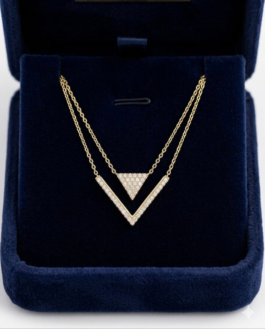 Aura Geometric Diamond Effect – Sadece Tek Bir Kişi İçin: %100 Özel Tasarım Altın Kaplama Gümüş Kolye